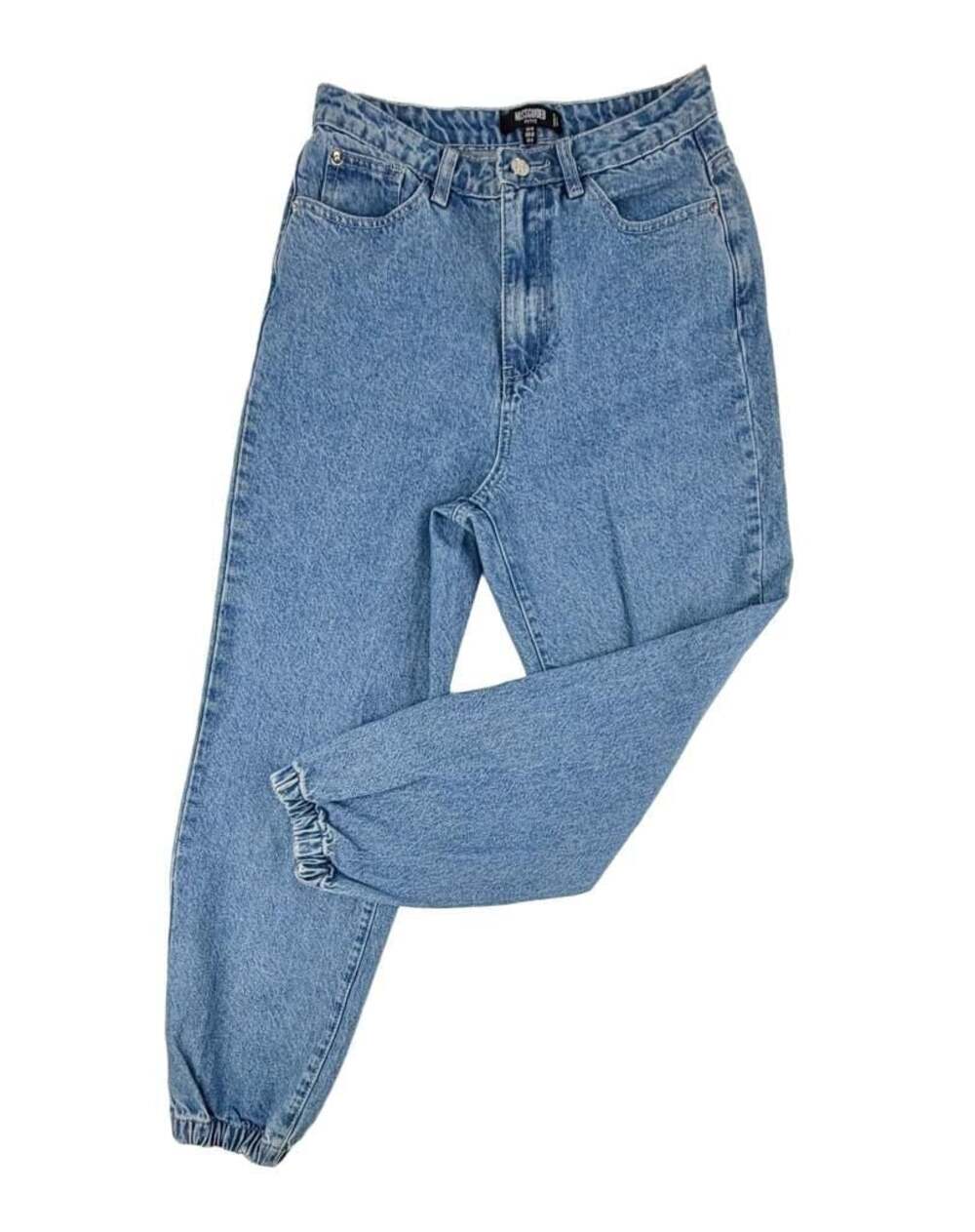Missguided Women’s Petite High-Rise Elastic Cuff Denim Jogger Jeans Size 6